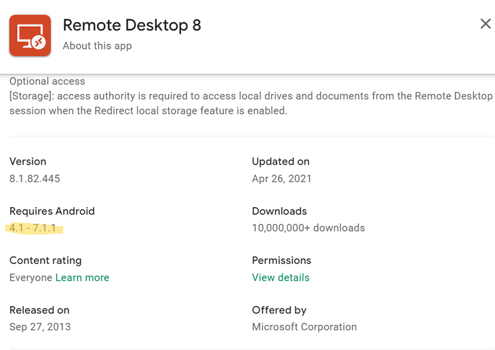 RDP Client for Android 8 - Microsoft Q&A