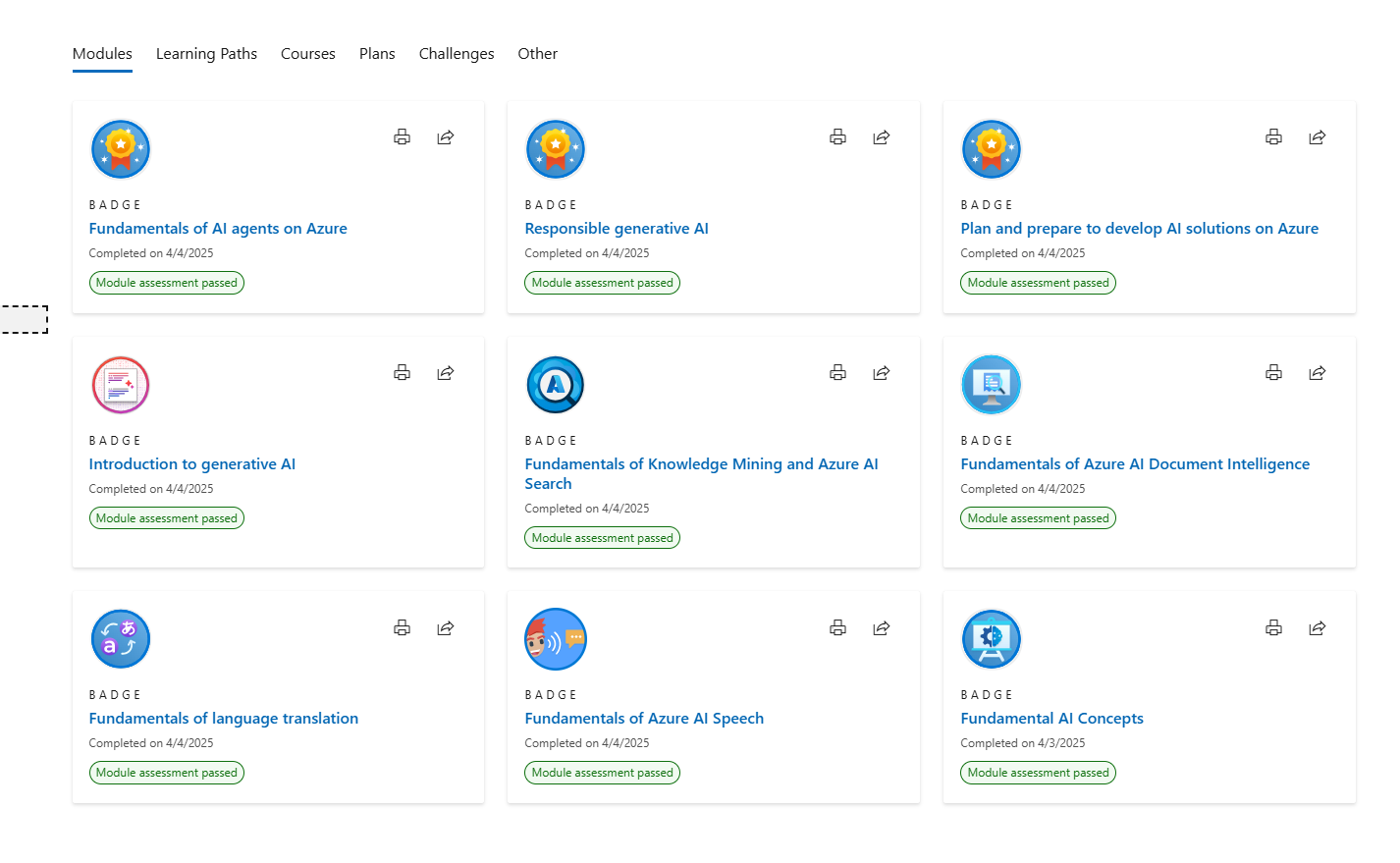 Course completion not reflected in Profile Achievements - Microsoft Q&A