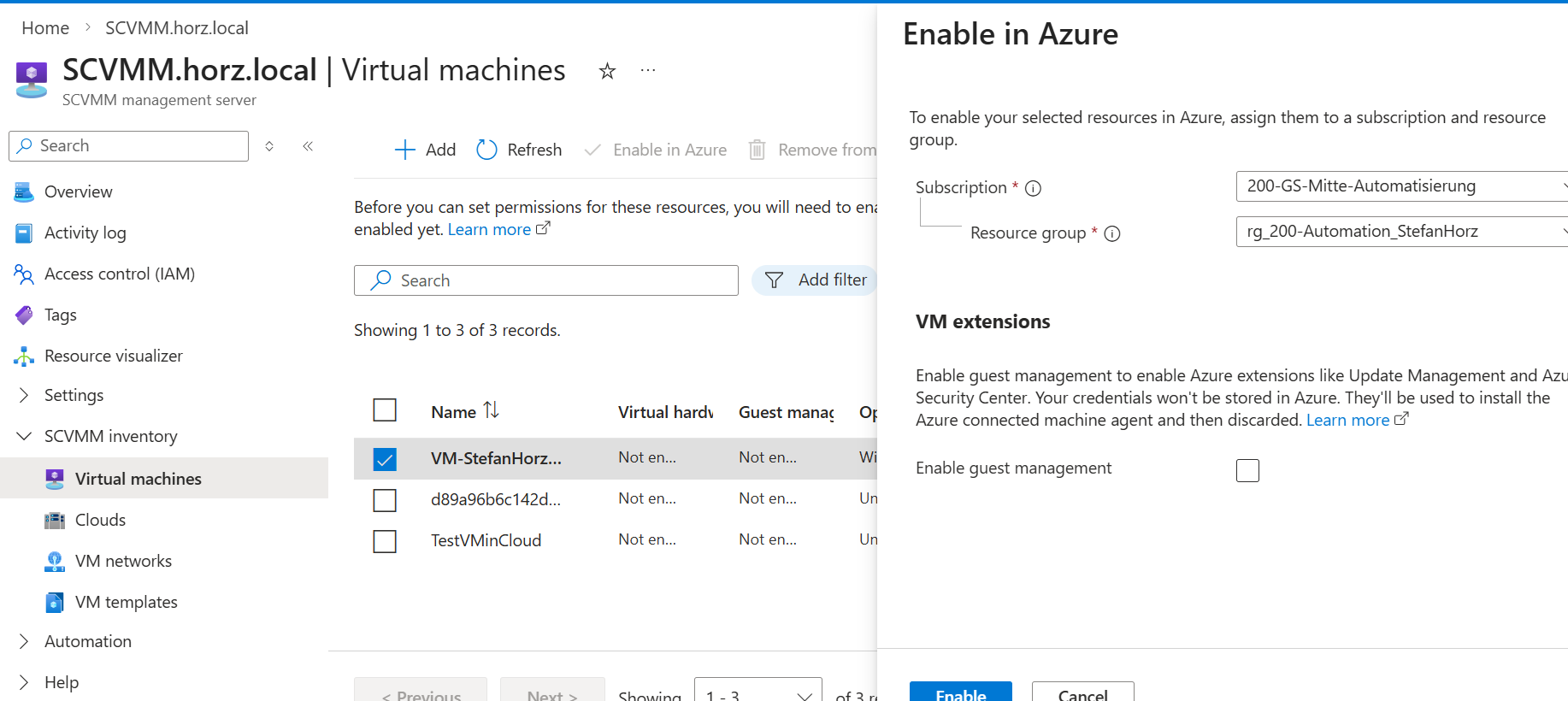 How to enable VM from Azure Arc SCVMM resource bridge for virtual ...