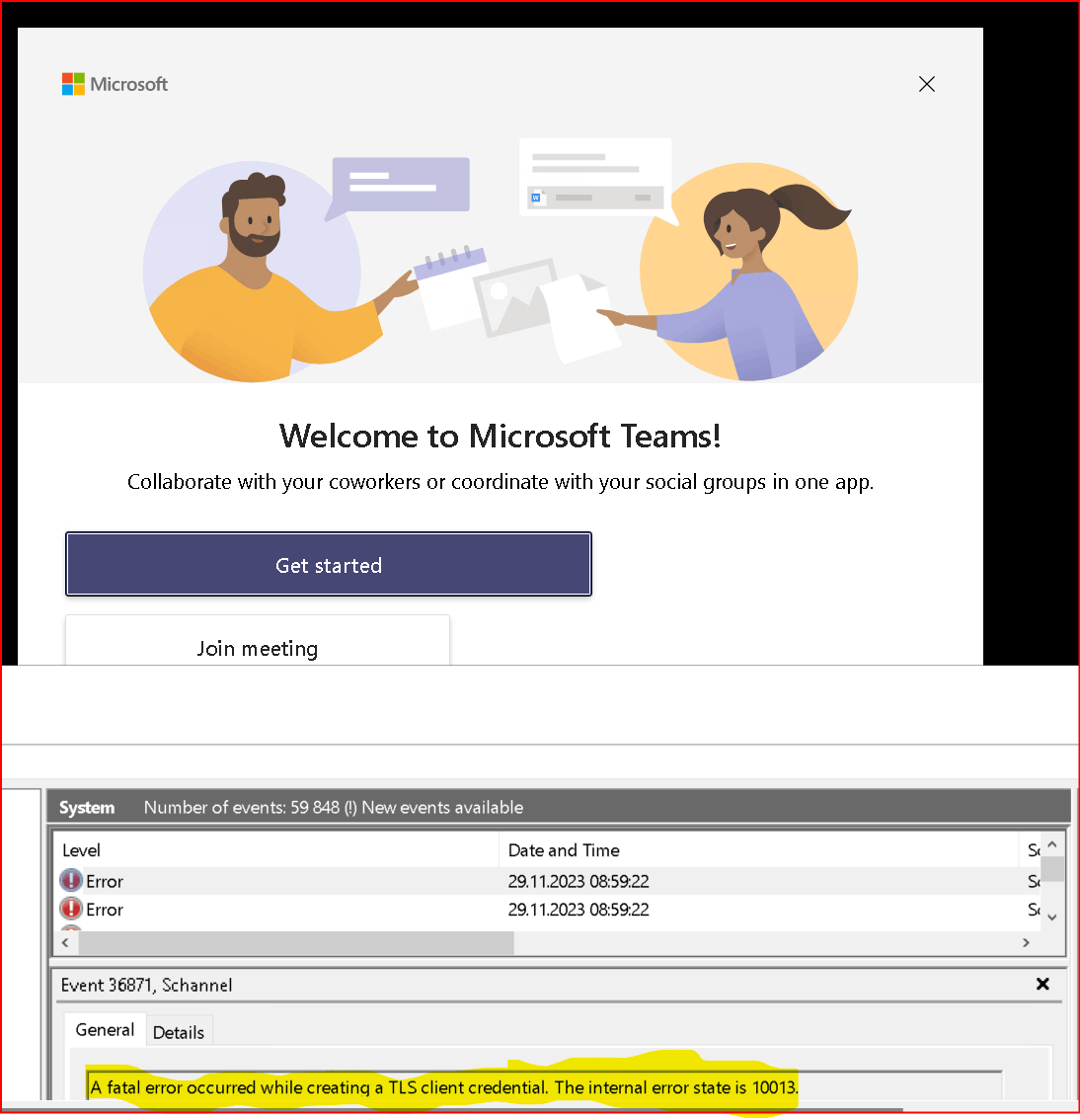Event ID 36871 on RDS - A fatal error occurred while creating a