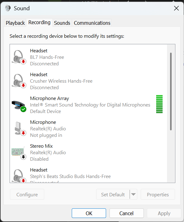 Issue with Intel Microphone Smart Sound Technology - Microsoft Q&A