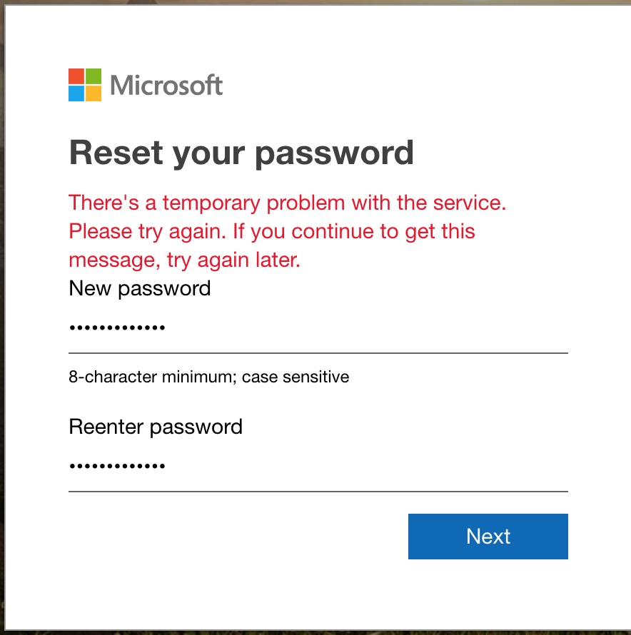 There's a temporary problem with the service. Please try again. If you ...