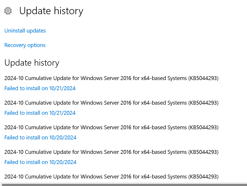 How to fix the windows server 2016 patching failed after restart