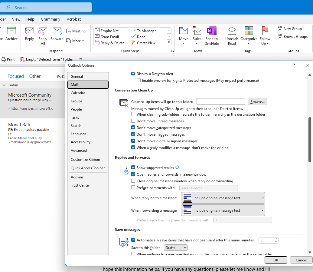 why are suggested replies in outlook not working ? - Microsoft Q&A