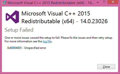 Can't install viual c++ redistributable - Microsoft Q&A