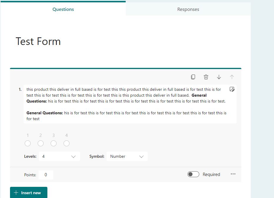 Alignment in Texts in Rating Section - Microsoft Form - Microsoft Q&A