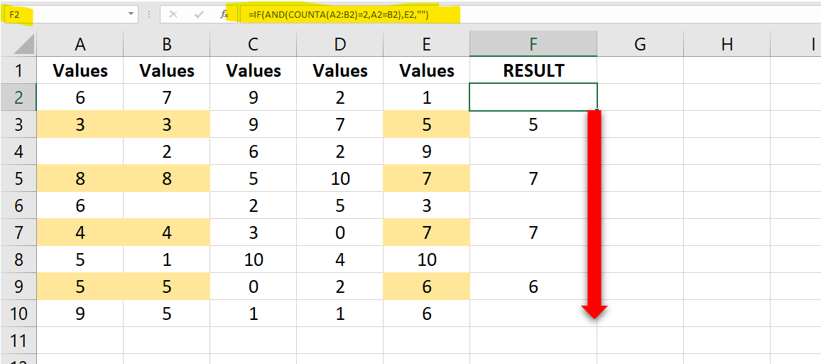 how to check if 2 values are in same row of different columns ...