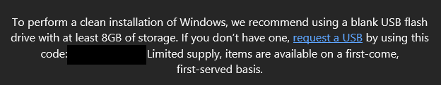 Free of charge USB drive to clean installers - Microsoft Q&A