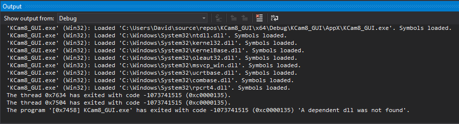 Kcam debug output