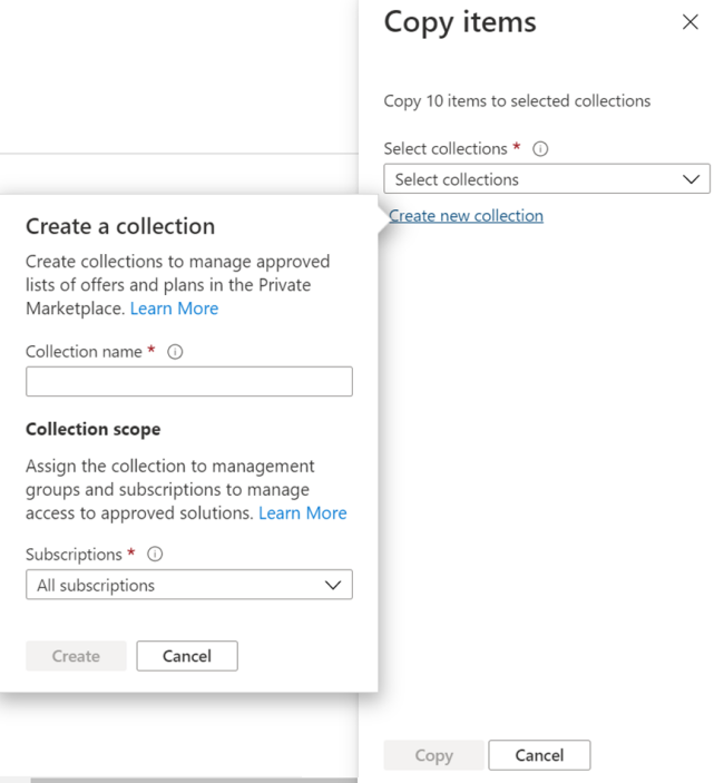 Shows the Create a Collection dialogue box.