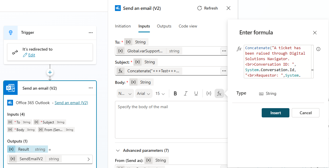 Where I used to put the code of email body