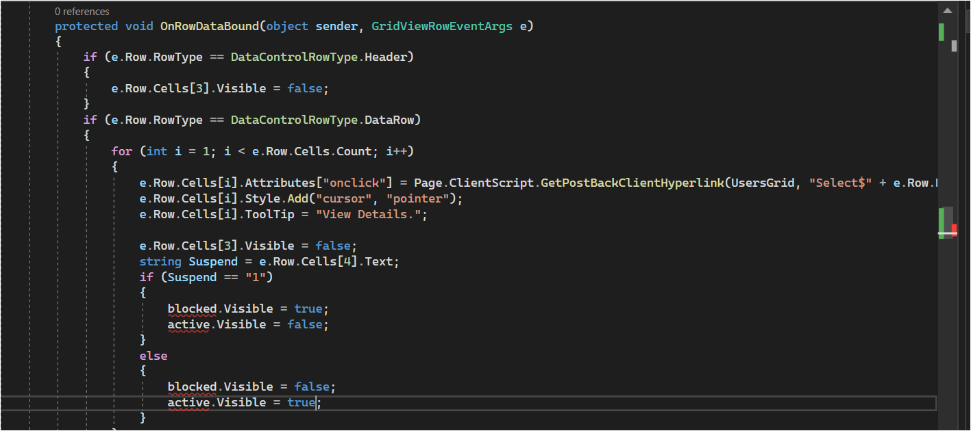 Hide and show div tag in a gridview based on the value of griview