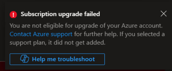 i cannot upgrade my account to py as you go - Microsoft Q&A