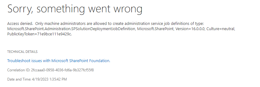 Access denied. Only machine administrators are allowed to create ...