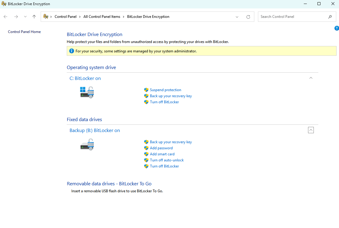 Bitlocker not available for my data drive - Microsoft Q&A