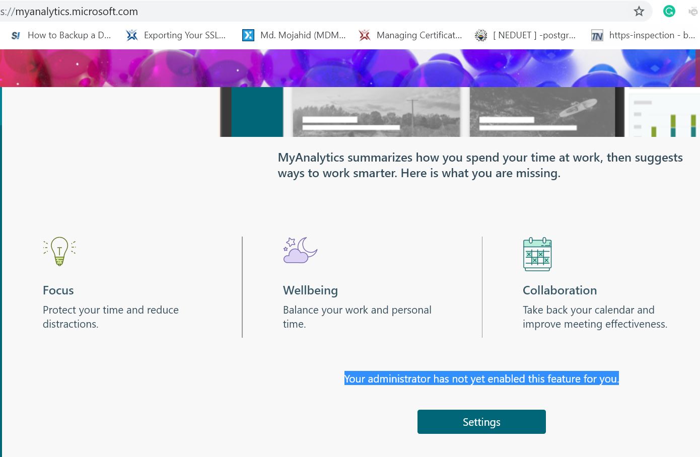 Starting MyAnalytics - Microsoft Q&A