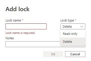 azure portal resource lock