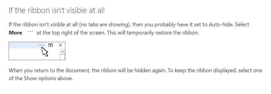 No Ribbon or Menu in Word - Microsoft Q&A