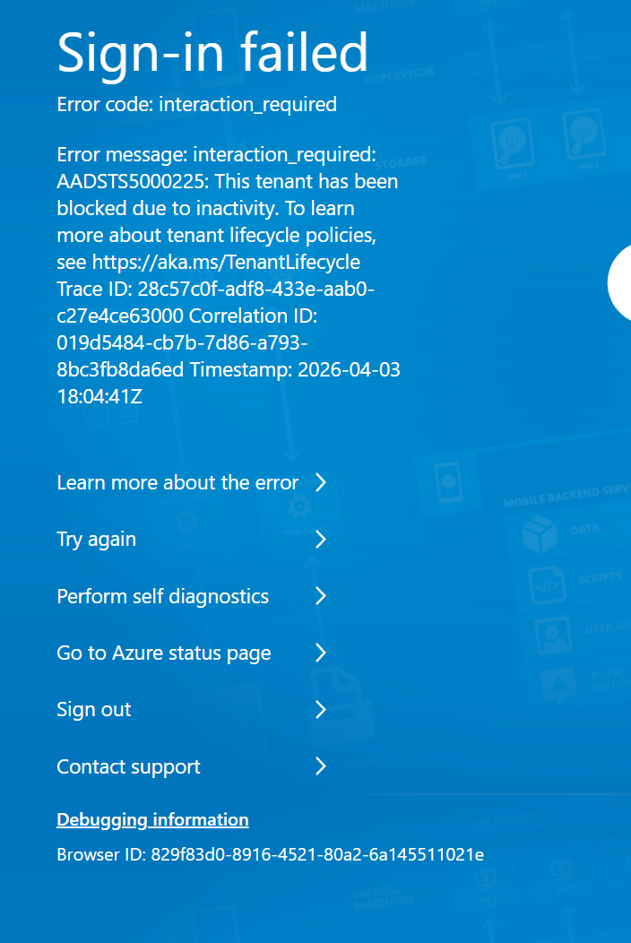 Restoring my Azure account that was deactivated due to inactivity ...