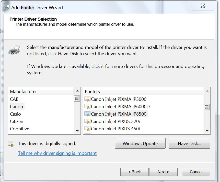 printer driver ip8500 - Microsoft Q&A