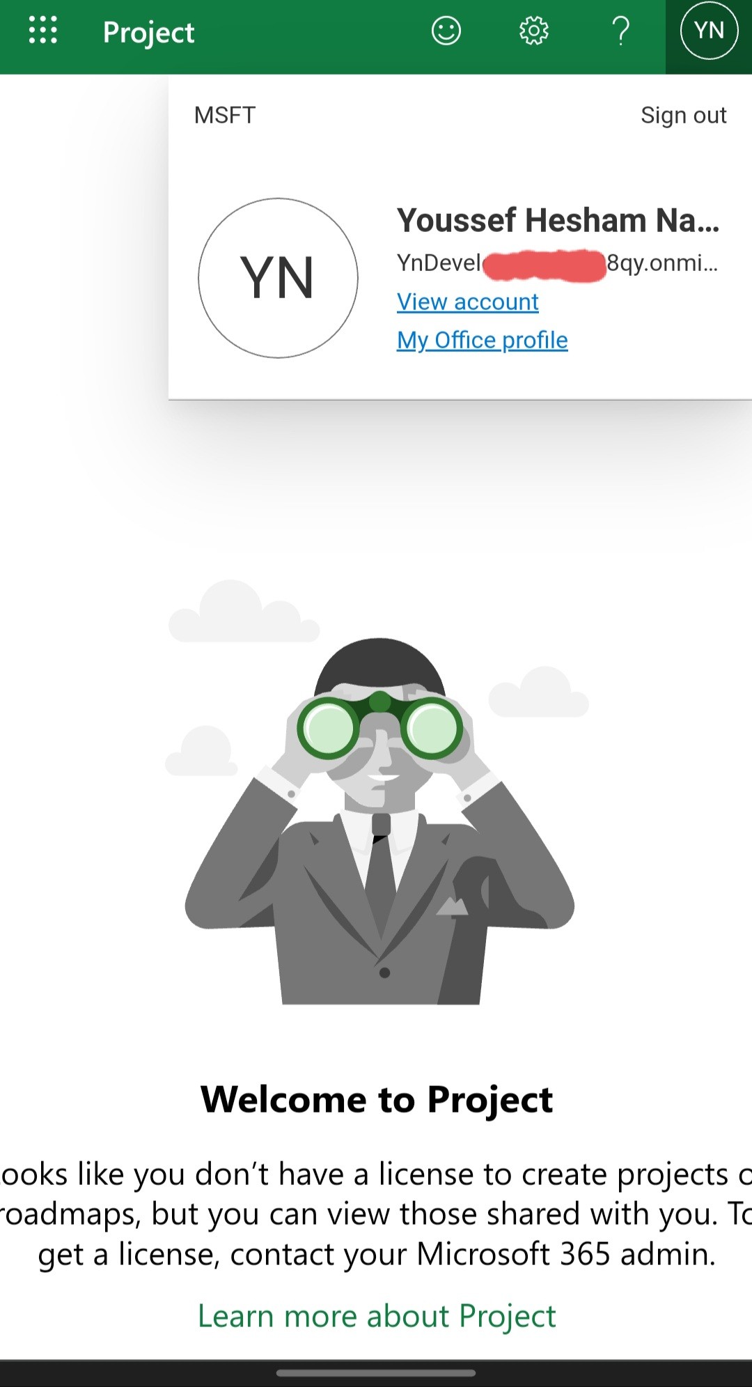 I can't login in Project - Microsoft Q&A