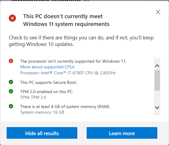 Intel core i7 6700 does not support Windows 11 - Microsoft Q&A