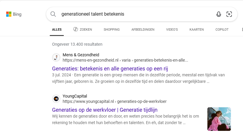 zoekterm Bing