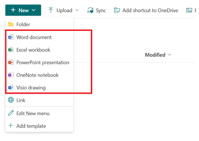 The option to create word document, excel, etc has disappeared after i