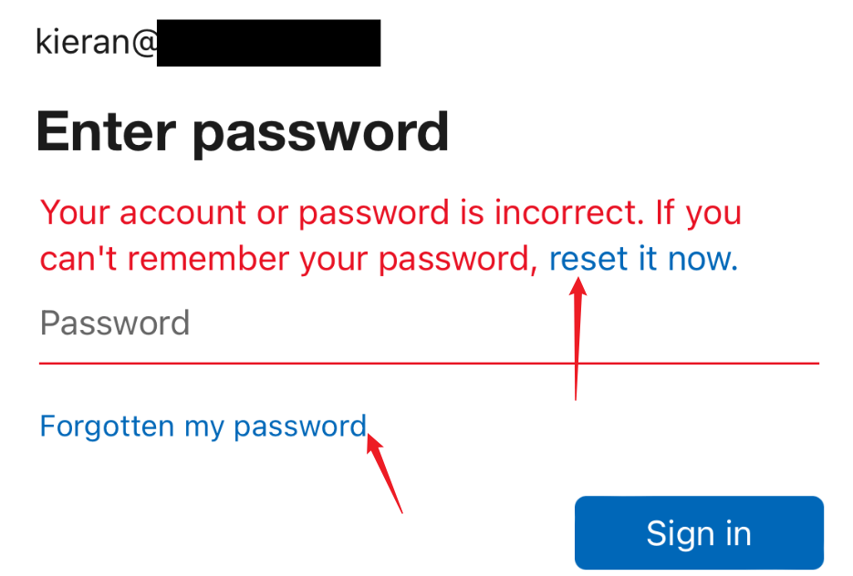 MS Office password not working on iPhone - Microsoft Q&A