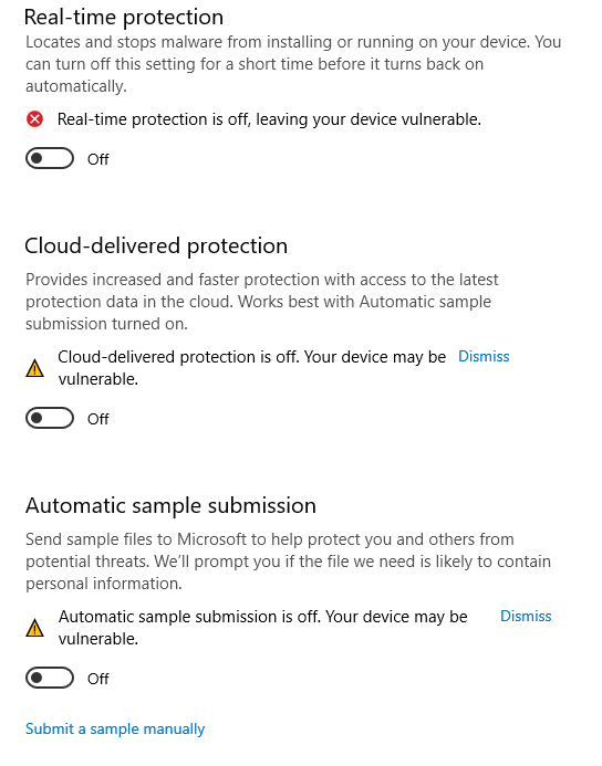 My computer won't let me turn on the real time protection. - Microsoft Q&A