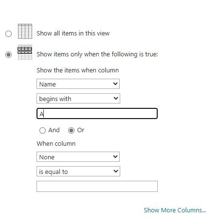 Filtering Sharepoint files by letter of file - Microsoft Q&A