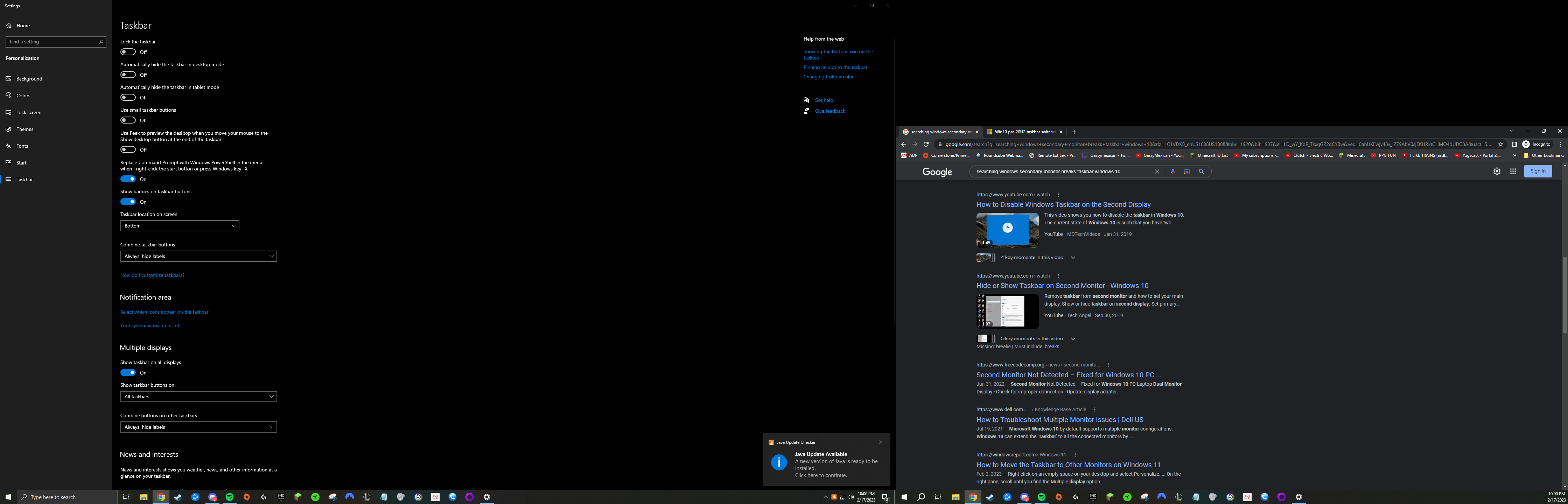 task bar bug