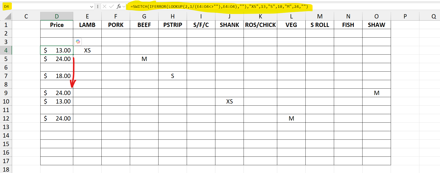 switch in excel - Microsoft Q&A