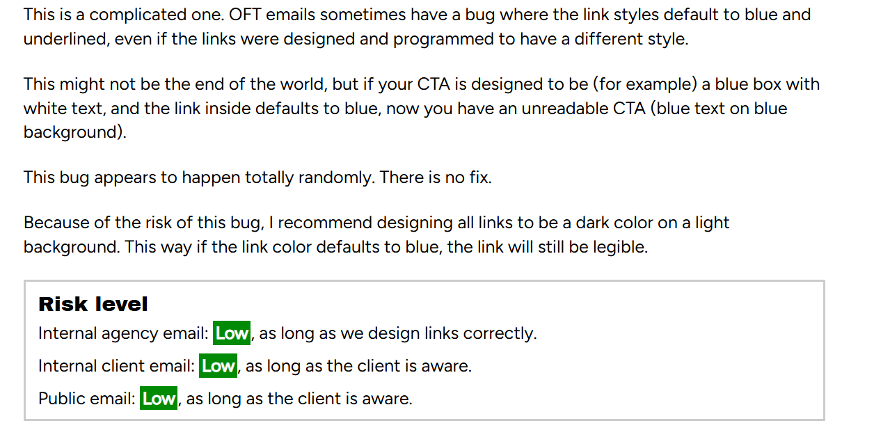 Hyperlink Underline Color Changes When Sharing Email Proof via OFT ...