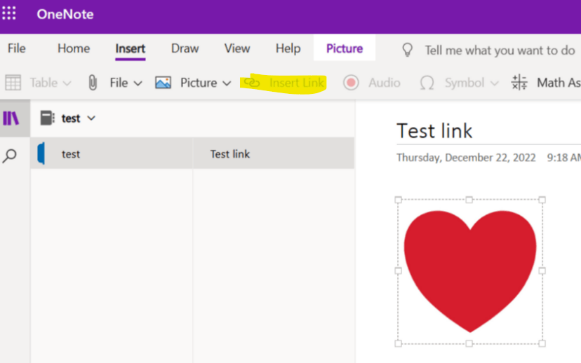 Unable to insert link for OneNote pictures - Microsoft Q&A