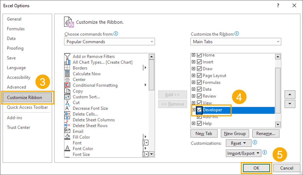 Cannot add developer tab on excel - Microsoft Q&A
