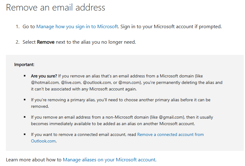 removed my email from my account - Microsoft Q&A