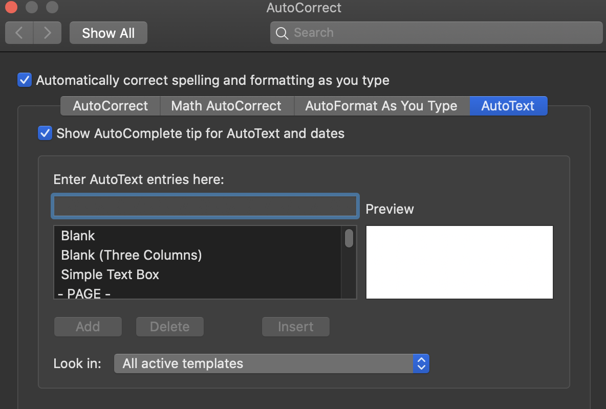 Word 365 for Mac: Challenge to set up Auto text - Microsoft Q&A