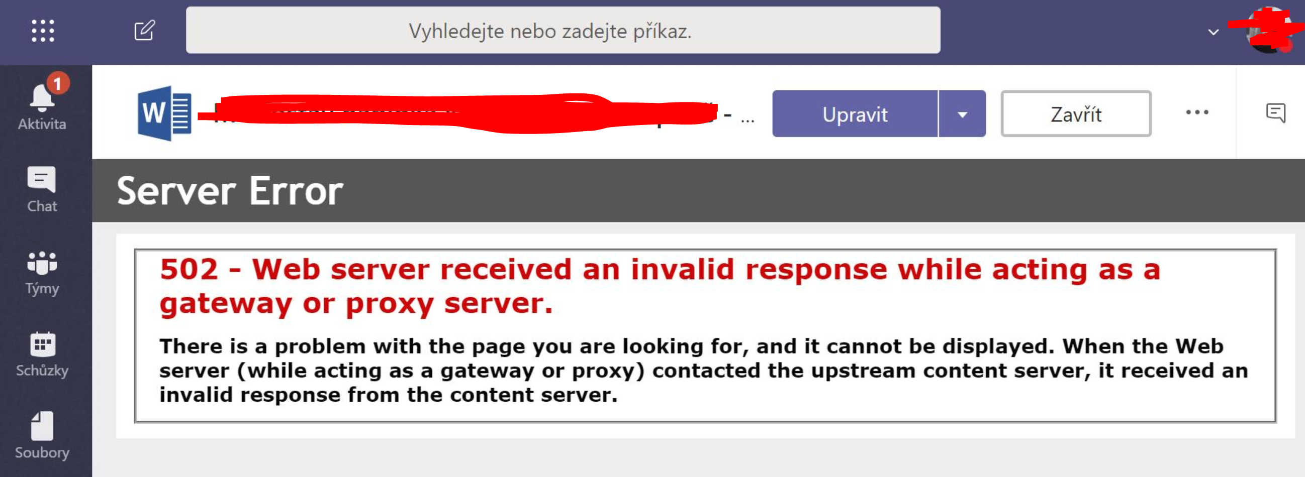 502 Server Error! when try to open document in MS Teams - Microsoft Q&A
