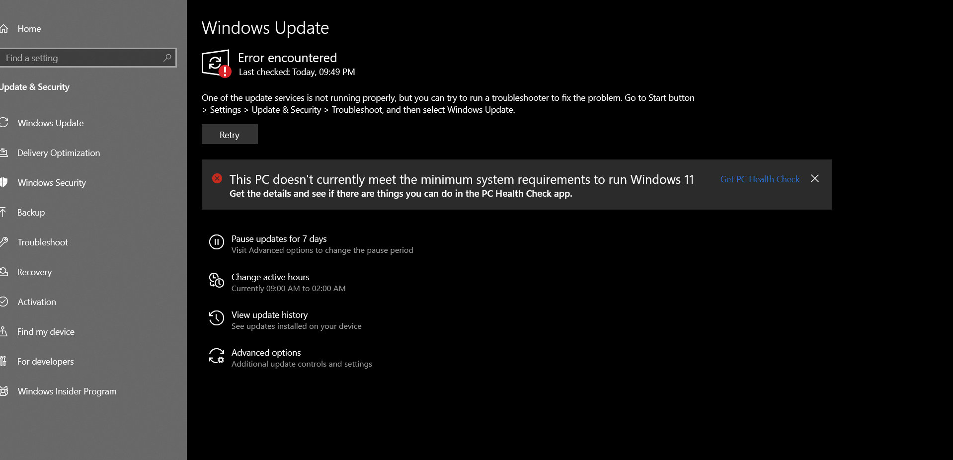 Windows 10 Update Services Error - Microsoft Q&A