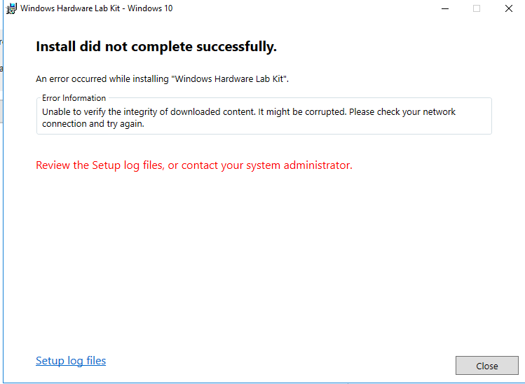 Failed to install Windows Hardware Lib Kit - Microsoft Q&A