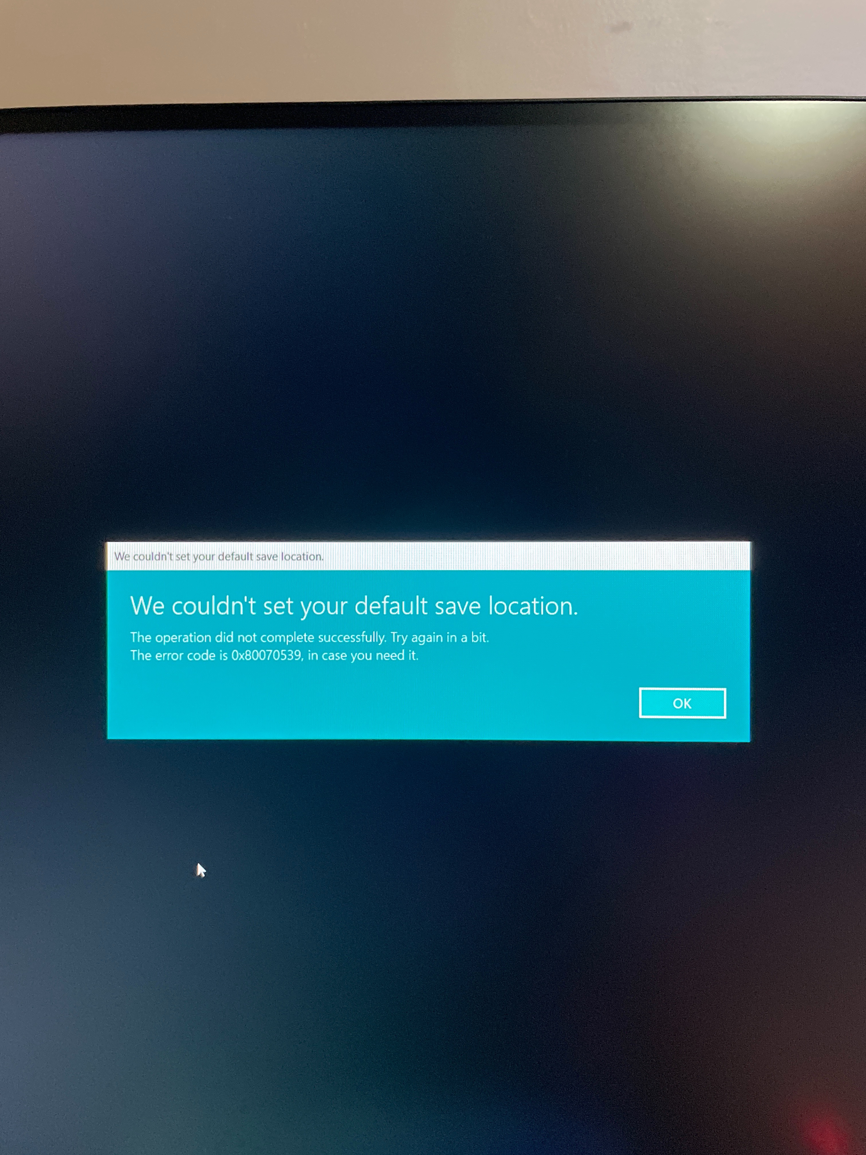 Windows 10 Error Code 0x80070539 - Microsoft Q&A