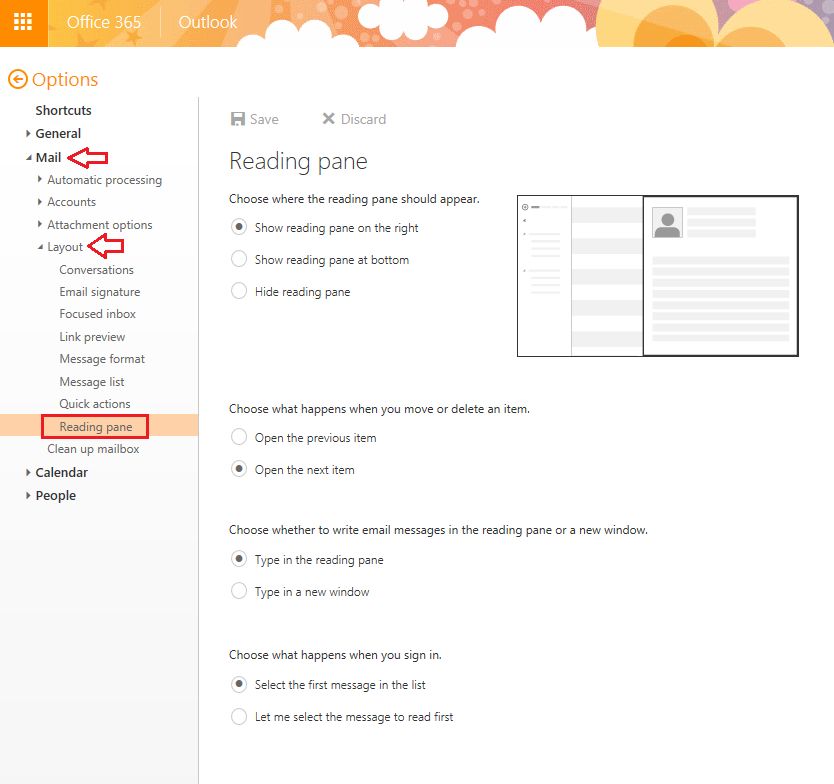Outlook 365 Reading Pane Not there under Display Settings - Microsoft Q&A