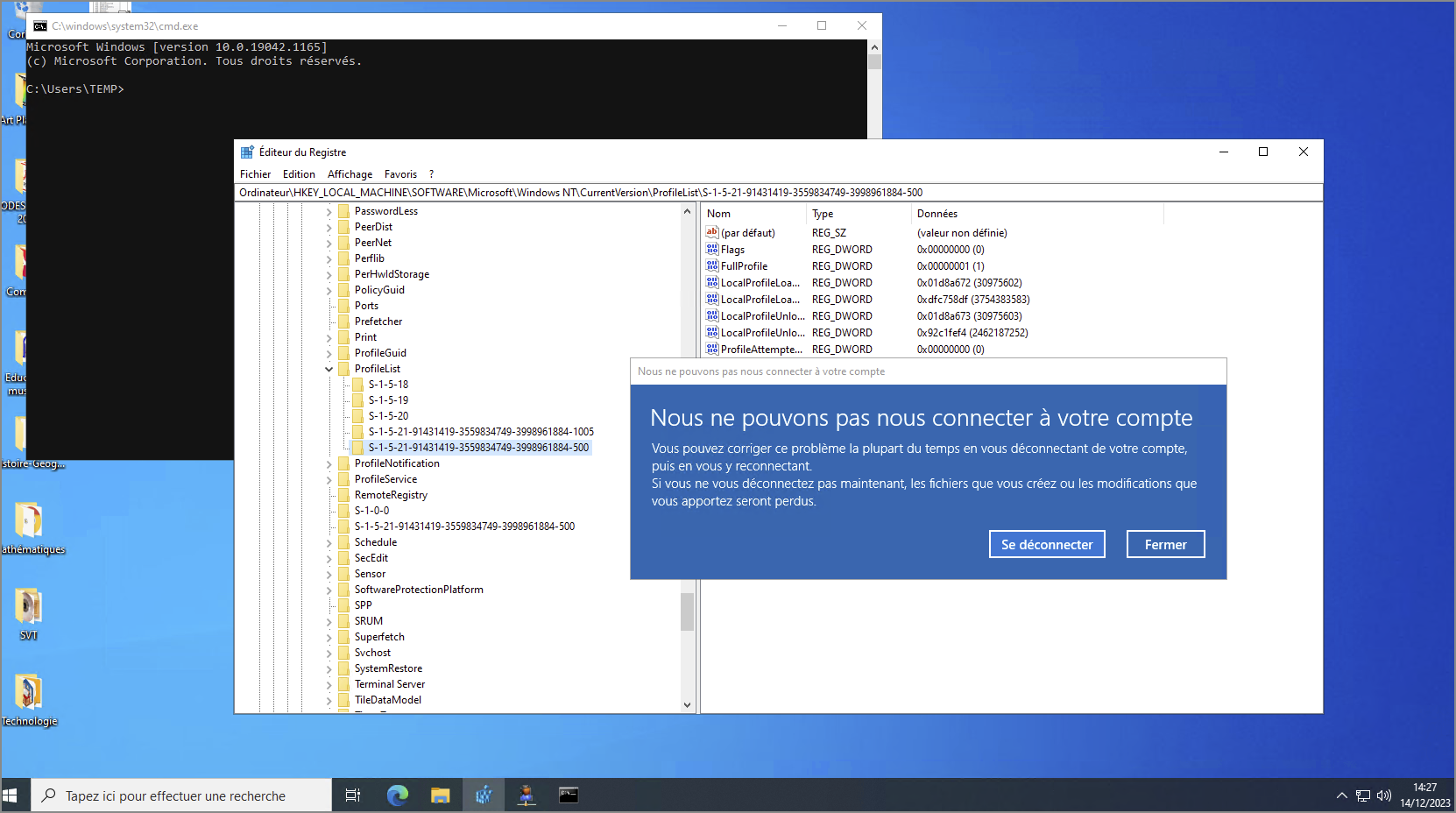 W10 Domain User Profile (We can't log in to your account) : profsvc.dll ...