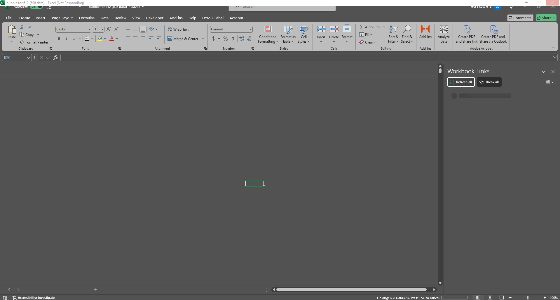 Excel 365: managing external cell links.