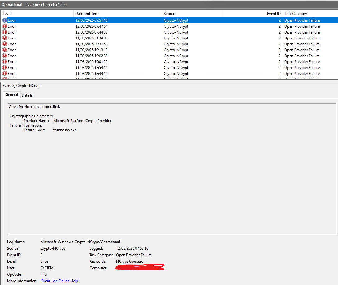 Criação de milhares de arquivos na pasta: C:ProgramDataMicrosoftCrypto RSA - Microsoft Q&A