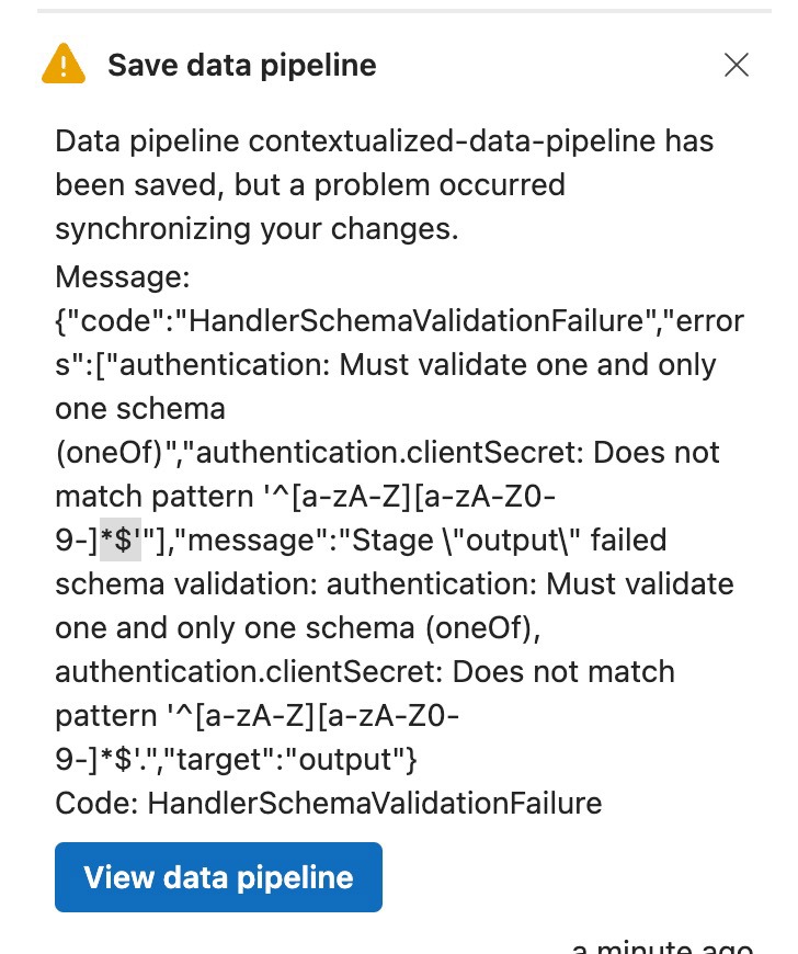 AIO data pipeline clientSecret pattern