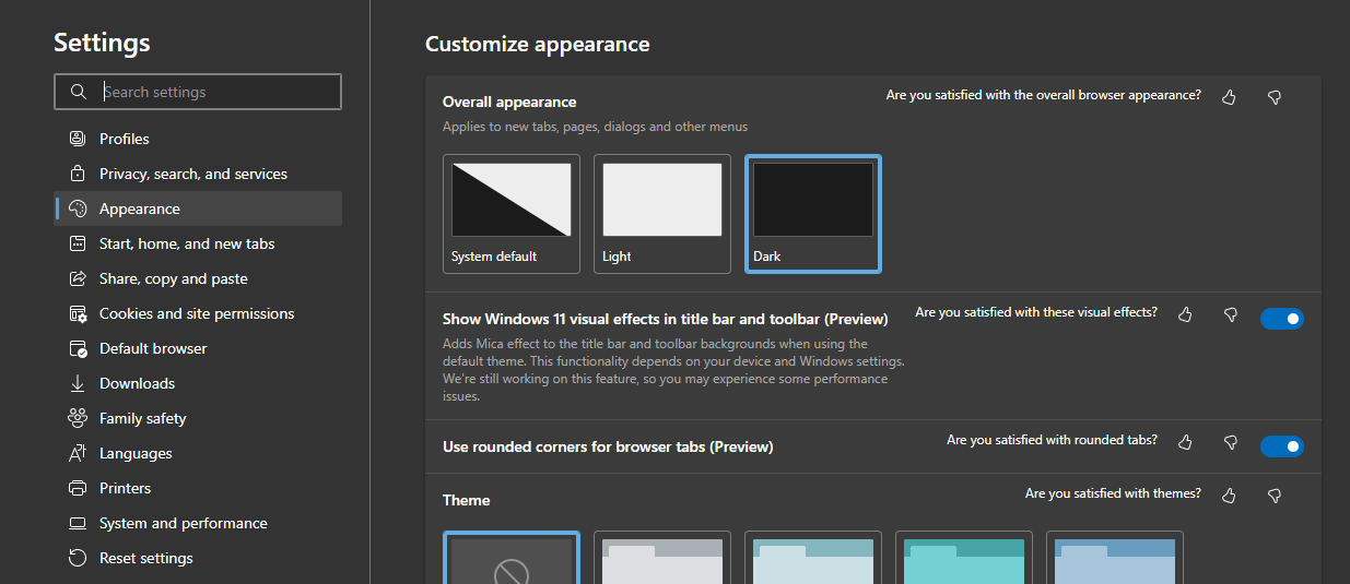 Not getting the Windows 11 transparency effect in Edge - Microsoft Q&A