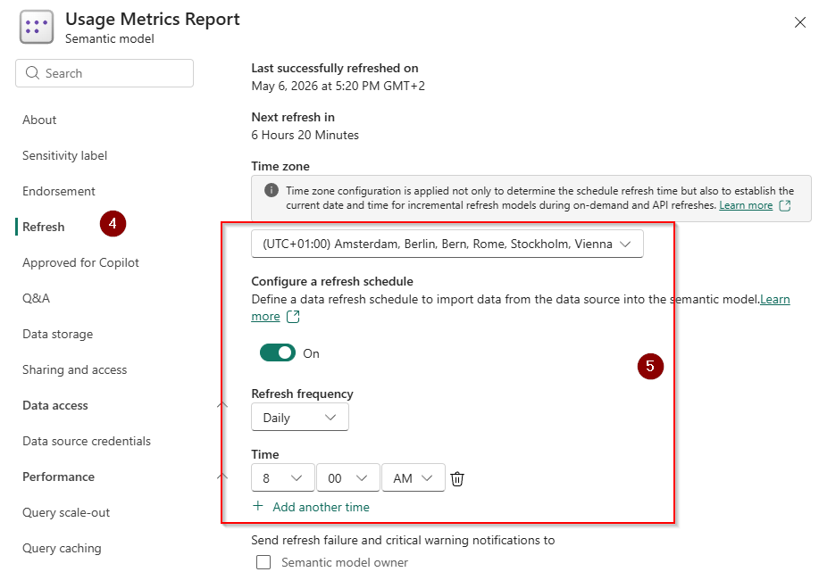 How to schedule the refresh of the User Metrics Report on Power BI ...