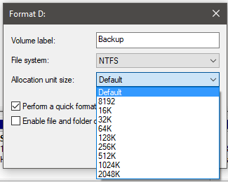Windows 10 not letting users format drives with 4096 bytes NTFS ...